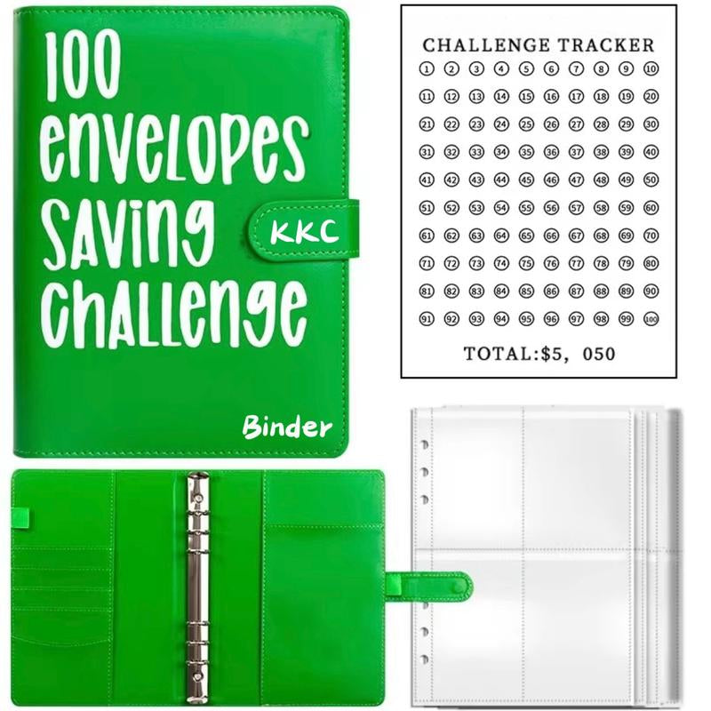 【KKC】100 Envelopes Money Saving Challenge, Envelopes Challenge Binder, Budget Binder and Cash Envelopes, Successfully Reach Your Savings Goals of $5,050