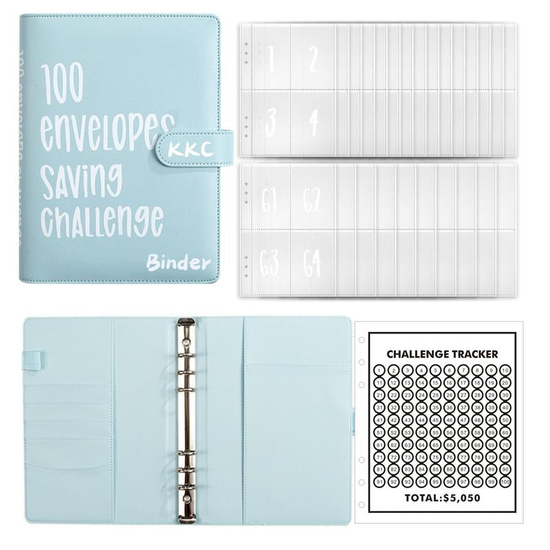 【KKC】100 Envelopes Money Saving Challenge, Envelopes Challenge Binder, Budget Binder and Cash Envelopes, Successfully Reach Your Savings Goals of $5,050