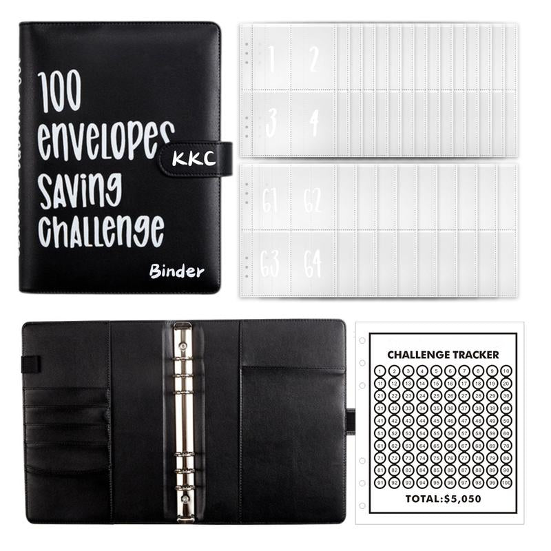 【KKC】100 Envelopes Money Saving Challenge, Envelopes Challenge Binder, Budget Binder and Cash Envelopes, Successfully Reach Your Savings Goals of $5,050